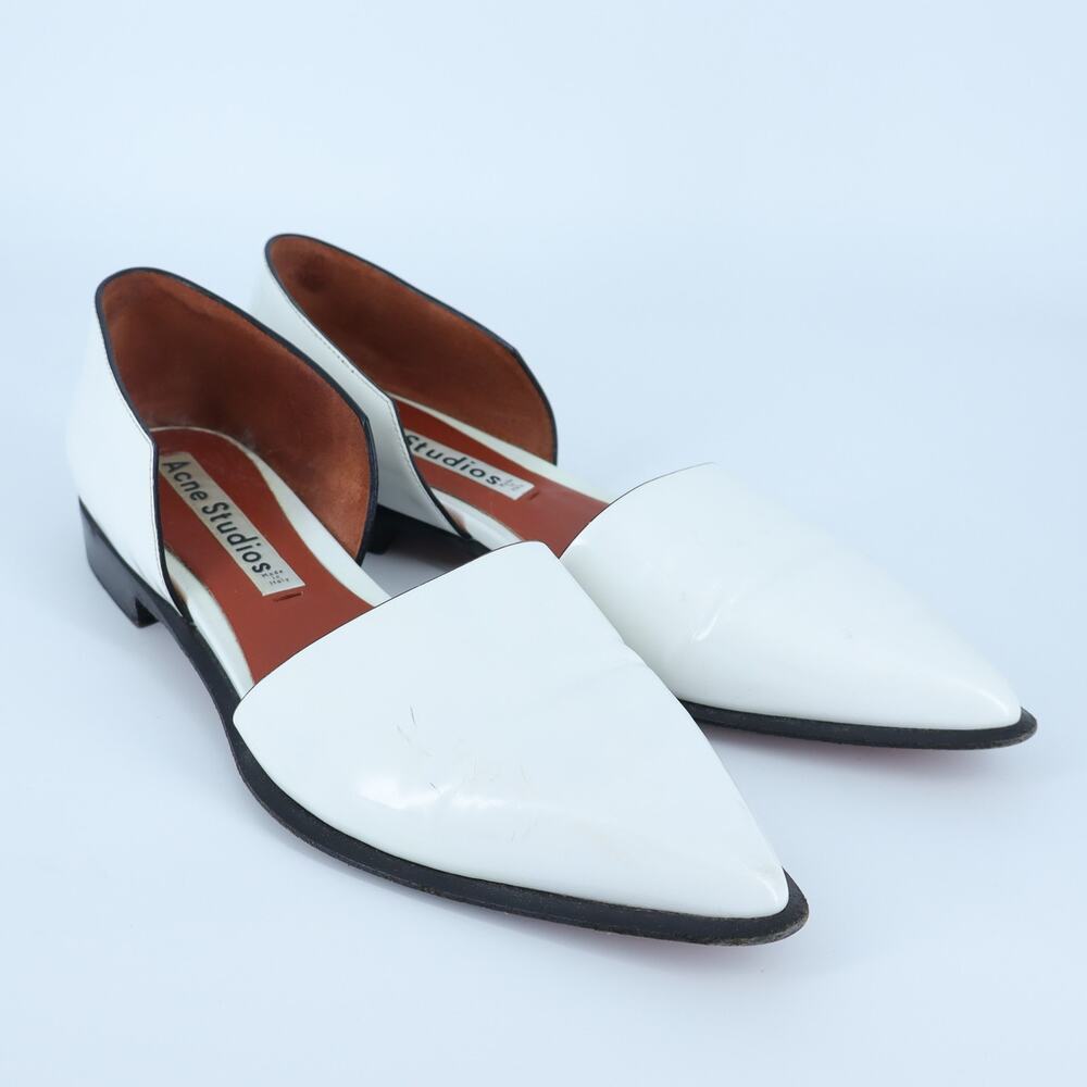 Acne Studios Medea D'Orsay Flats White Leather Pointed Toe Women's 38/US 7.5